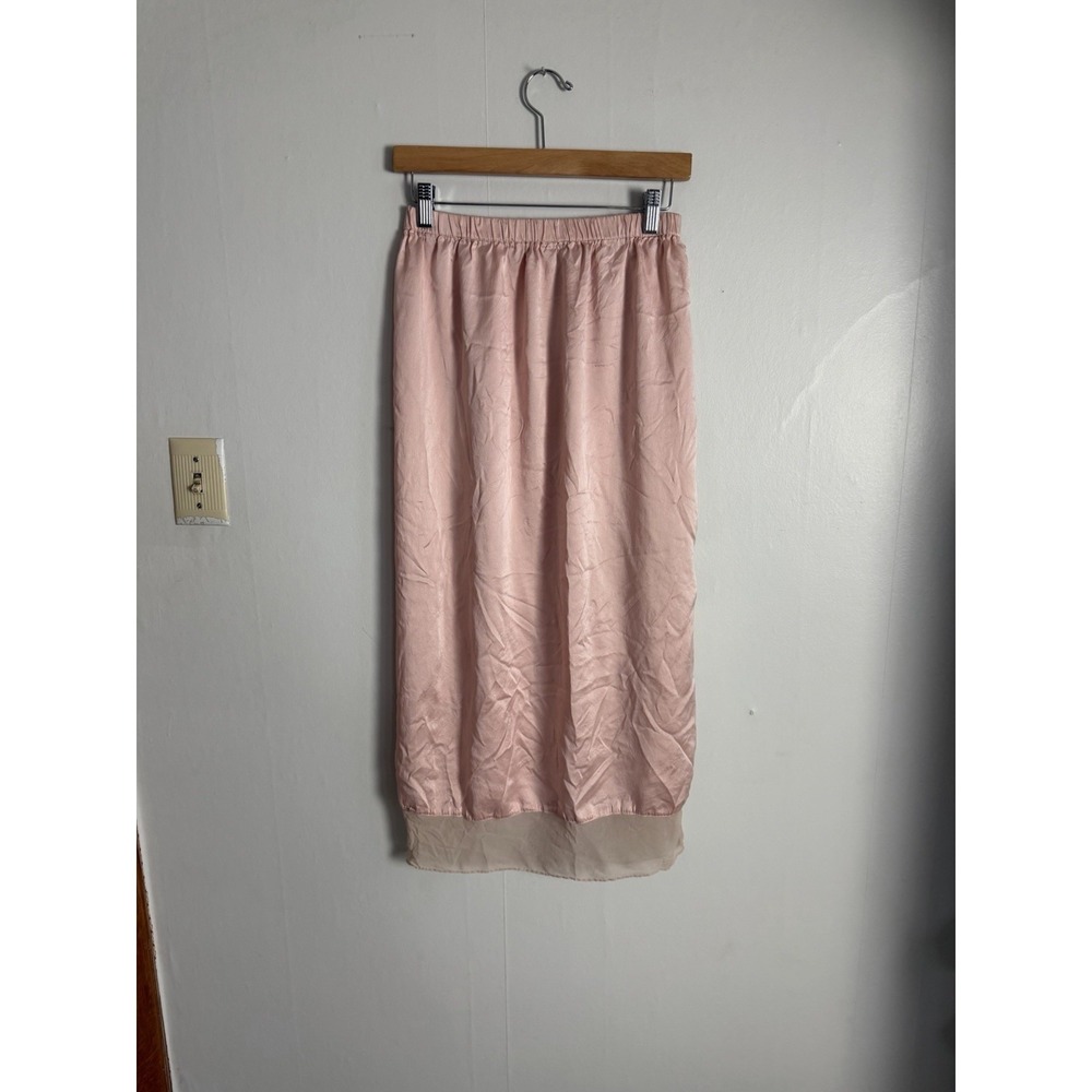 Pink Silk Midi Skirt Quiet Luxury‎ Classic Timeless Romantic M